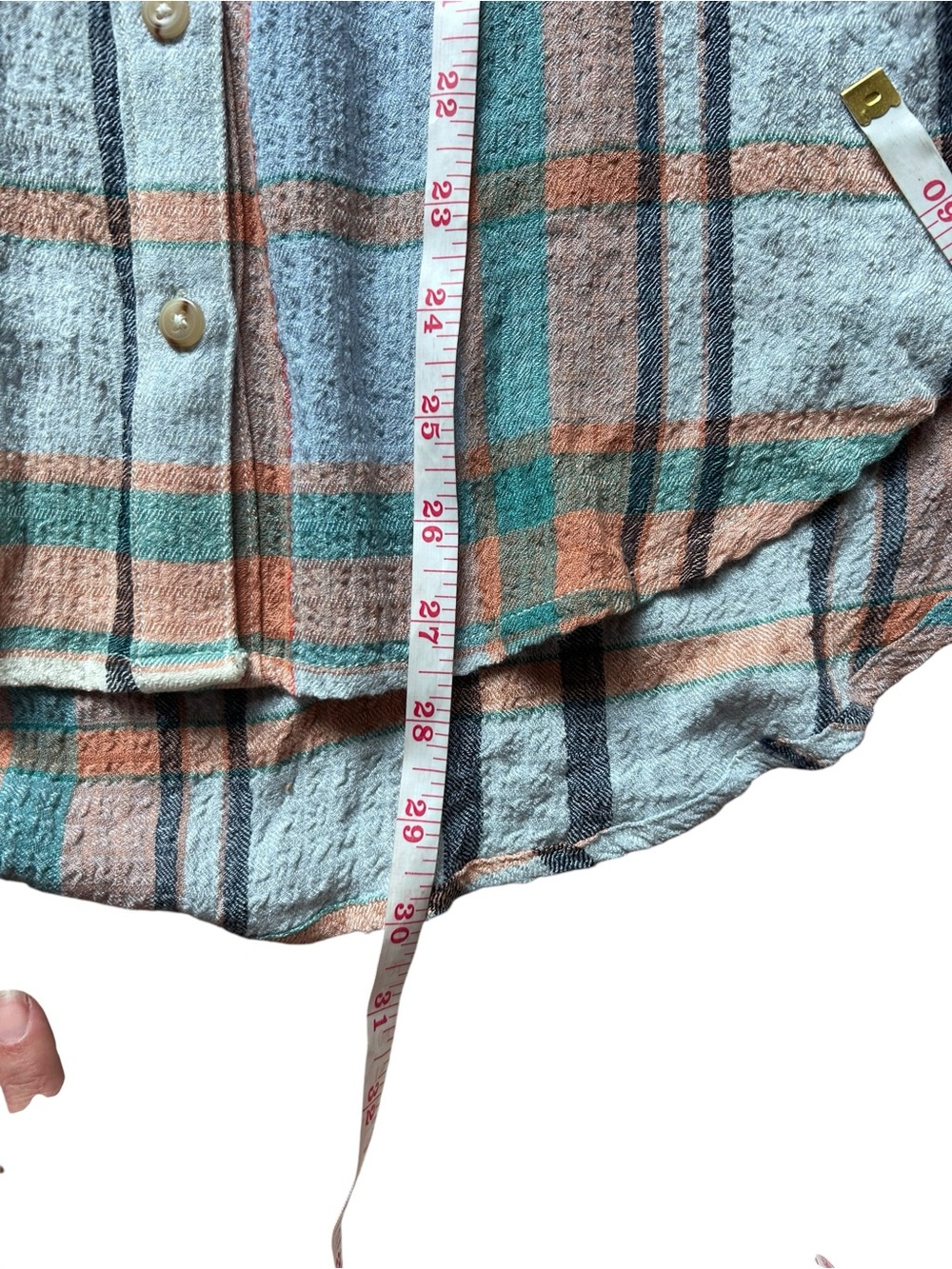 Anthropologie Pilcro Hadley Relaxed blue  Plaid Buttondown Shirt size medium - Picture 8 of 9